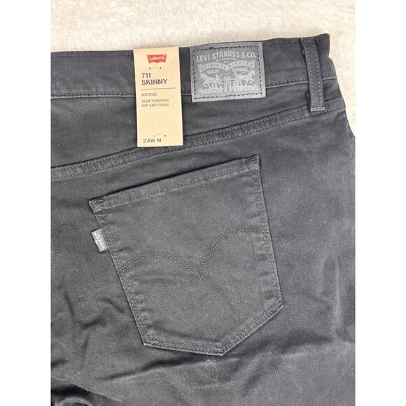 Levis Sculpt 711 Skinny Jeans Womens 24W Black Hypersoft Stretch Mid Pants New - Picture 11 of 13